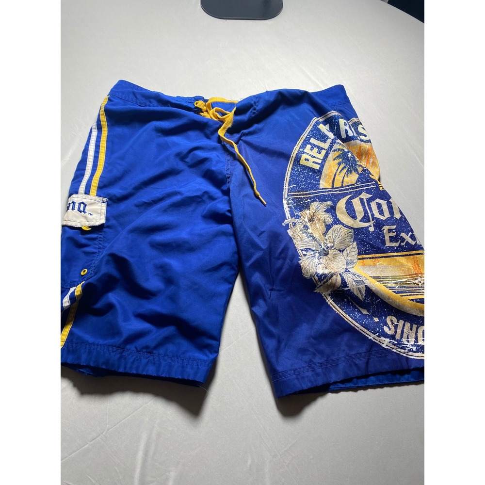 Corona Extra Mens Blue Graphic Board Shorts Swim Trunks Size 38 SH2058COR